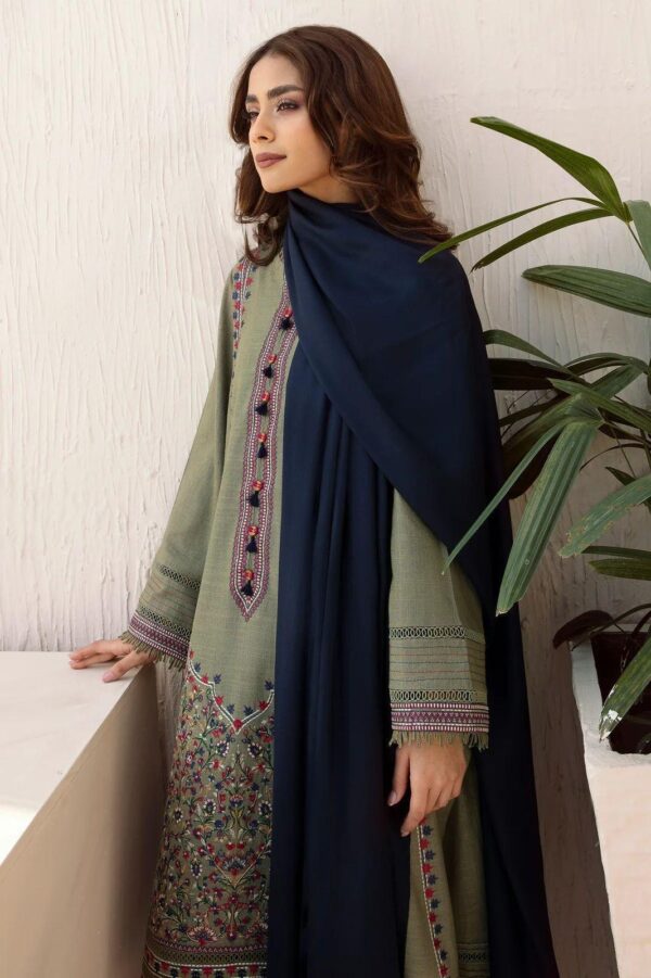 3 Pcs Women's Unstitched Embroidered Khaddar Suit