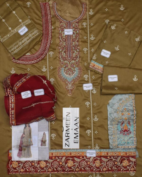 3 Pcs Women's Unstitched Viscose Embroidered Suit