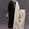 3 Pcs Women's Unstitched Dhanak Embroidered Suit